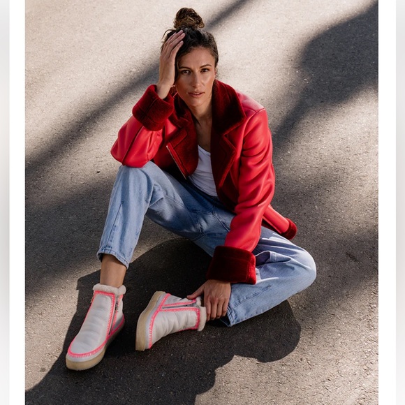 Free people NWT Laidback London Setsu Crochet Side Zip Ankle Boot White Warmlove - Picture 7 of 12